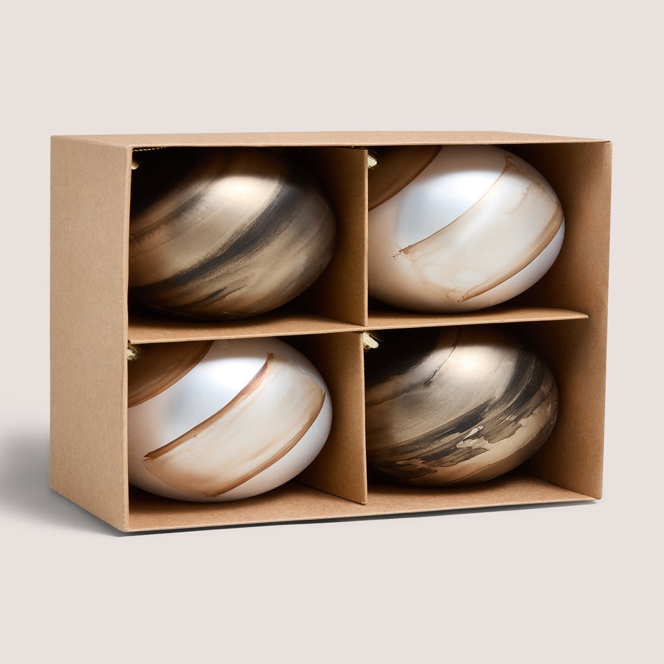 4 Pack Bronze Marble Baubles