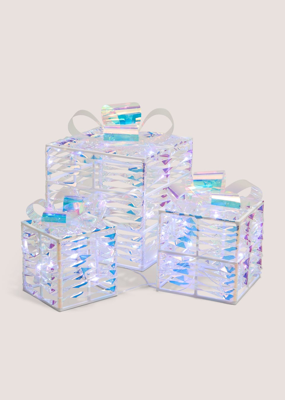 3 Piece Iridescent LED Christmas Present Decorations