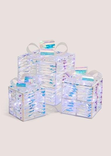 3 Piece Iridescent LED Christmas Present Decorations