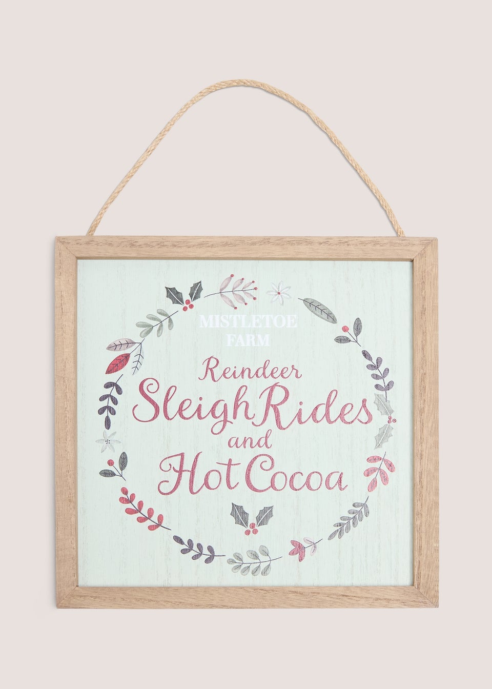 Hand-Painted Wooden Christmas ‘Mistletoe Farm’ Wall Sign