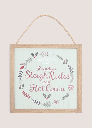 Hand-Painted Wooden Christmas ‘Mistletoe Farm’ Wall Sign