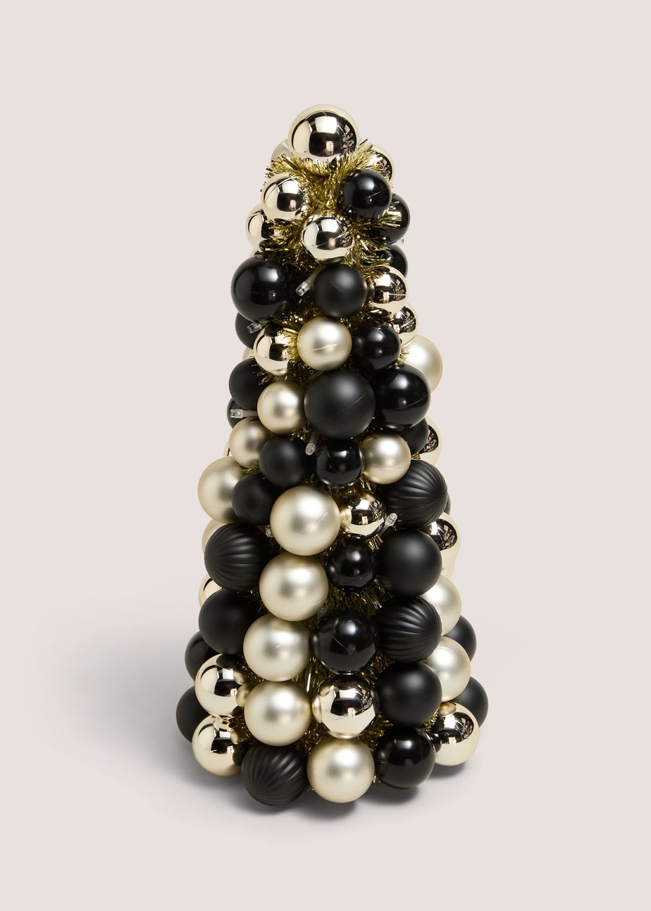 Black Pre Lit Bauble Tree