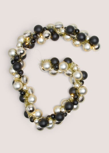 Black Pre Lit Bauble Garland
