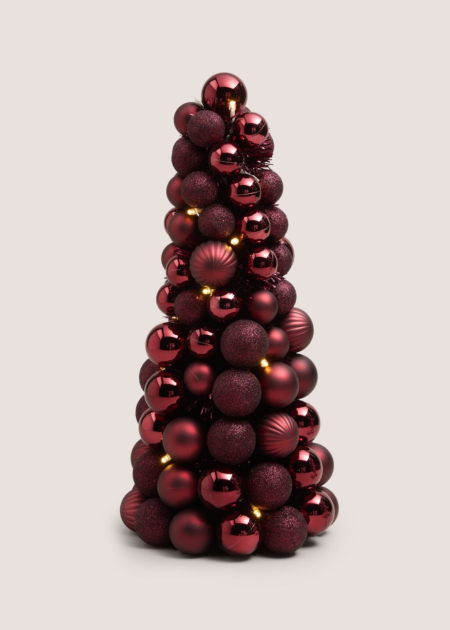 Burgundy Pre Lit Christmas Bauble Tree