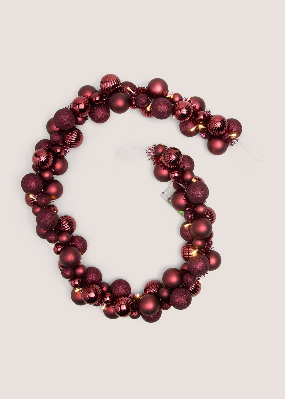 Burgundy Pre Lit Bauble Garland