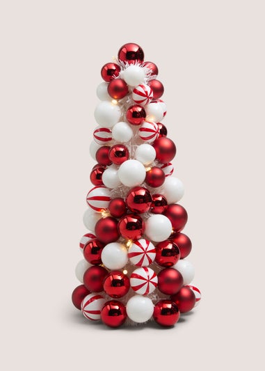 Red Candy Cane Lane LED Lit Bauble Tree