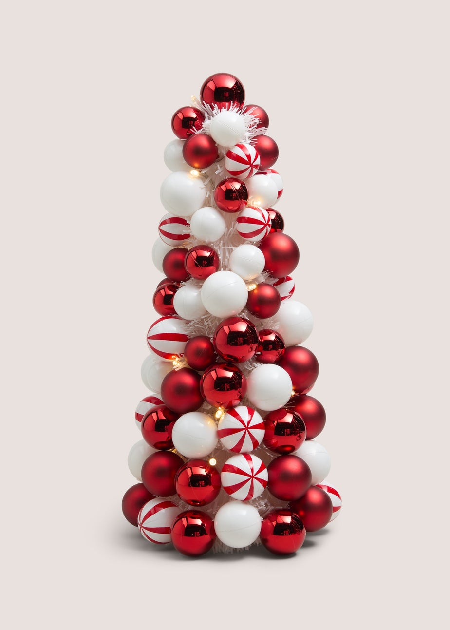 Red Candy Cane Lane LED Lit Bauble Tree