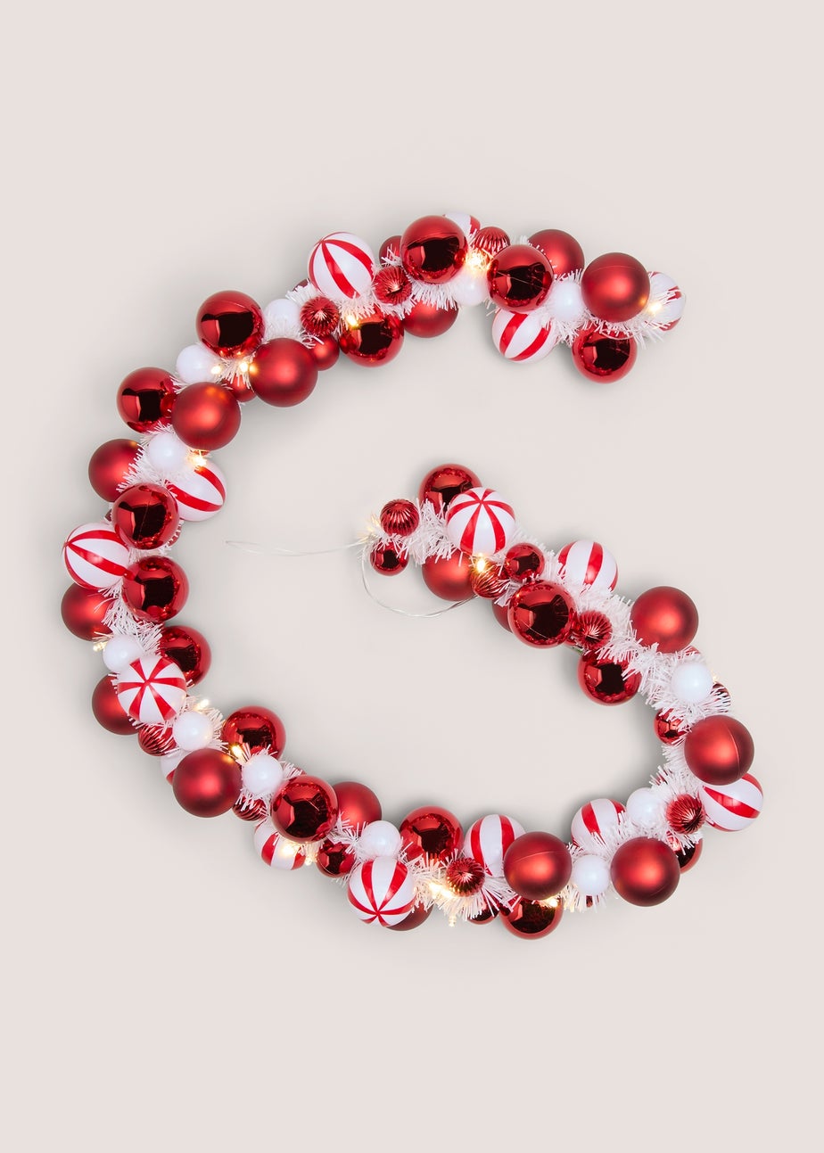 Red Candy Pre Lit Bauble Garland