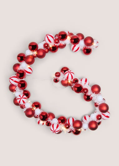 Red Candy Pre Lit Bauble Garland