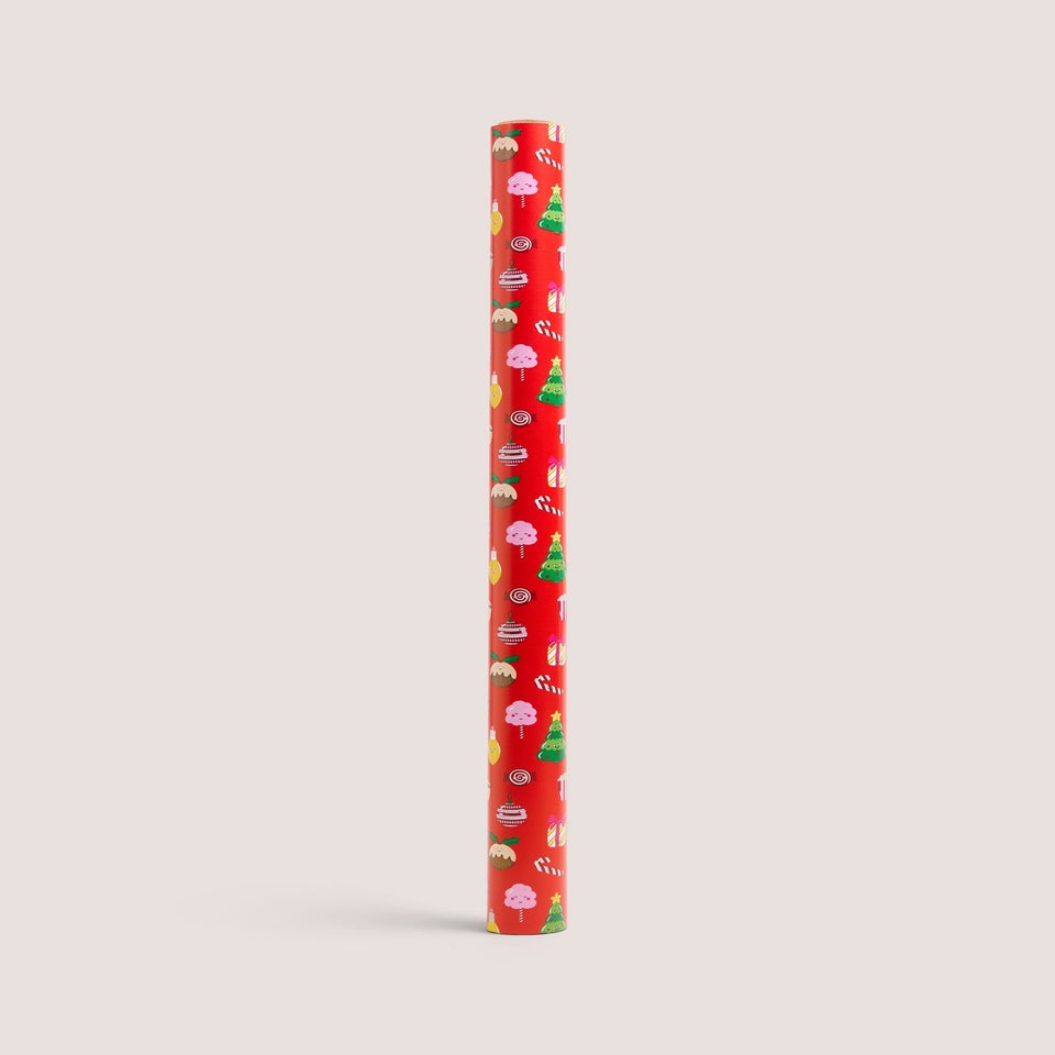 Red Christmas Icon Wrap Paper