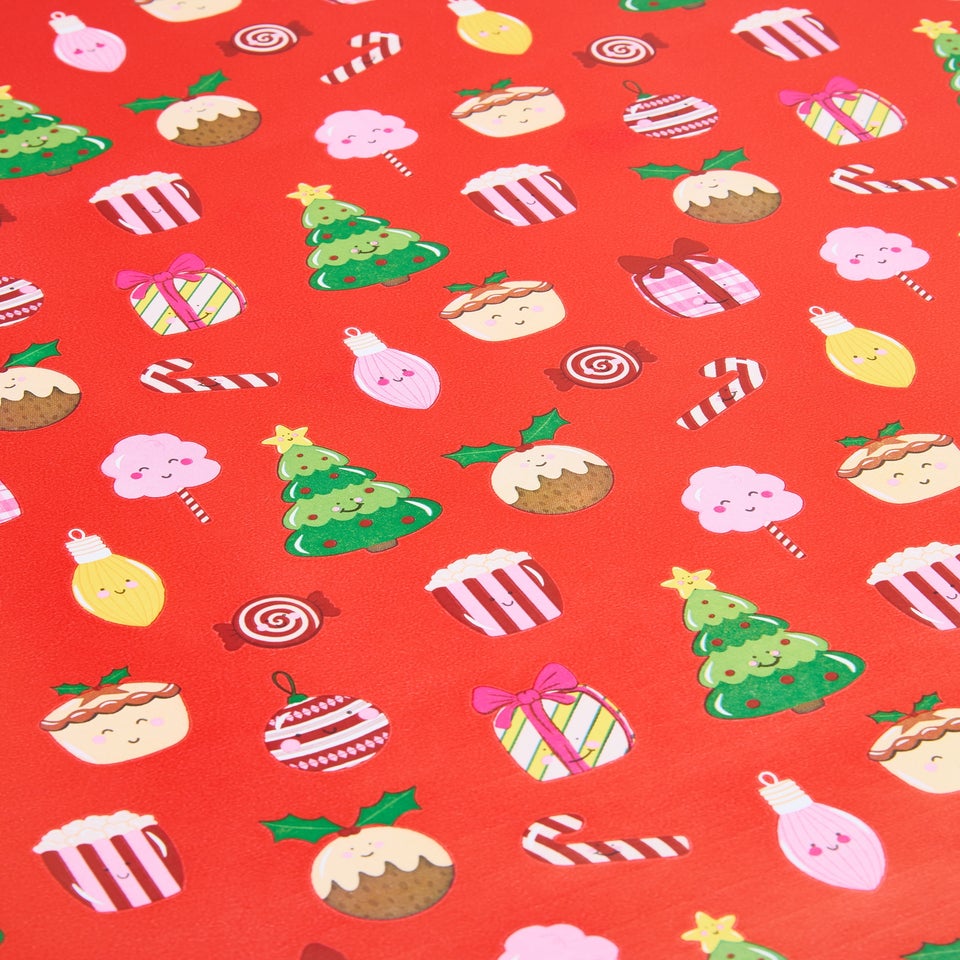 Red Christmas Icon Wrap Paper