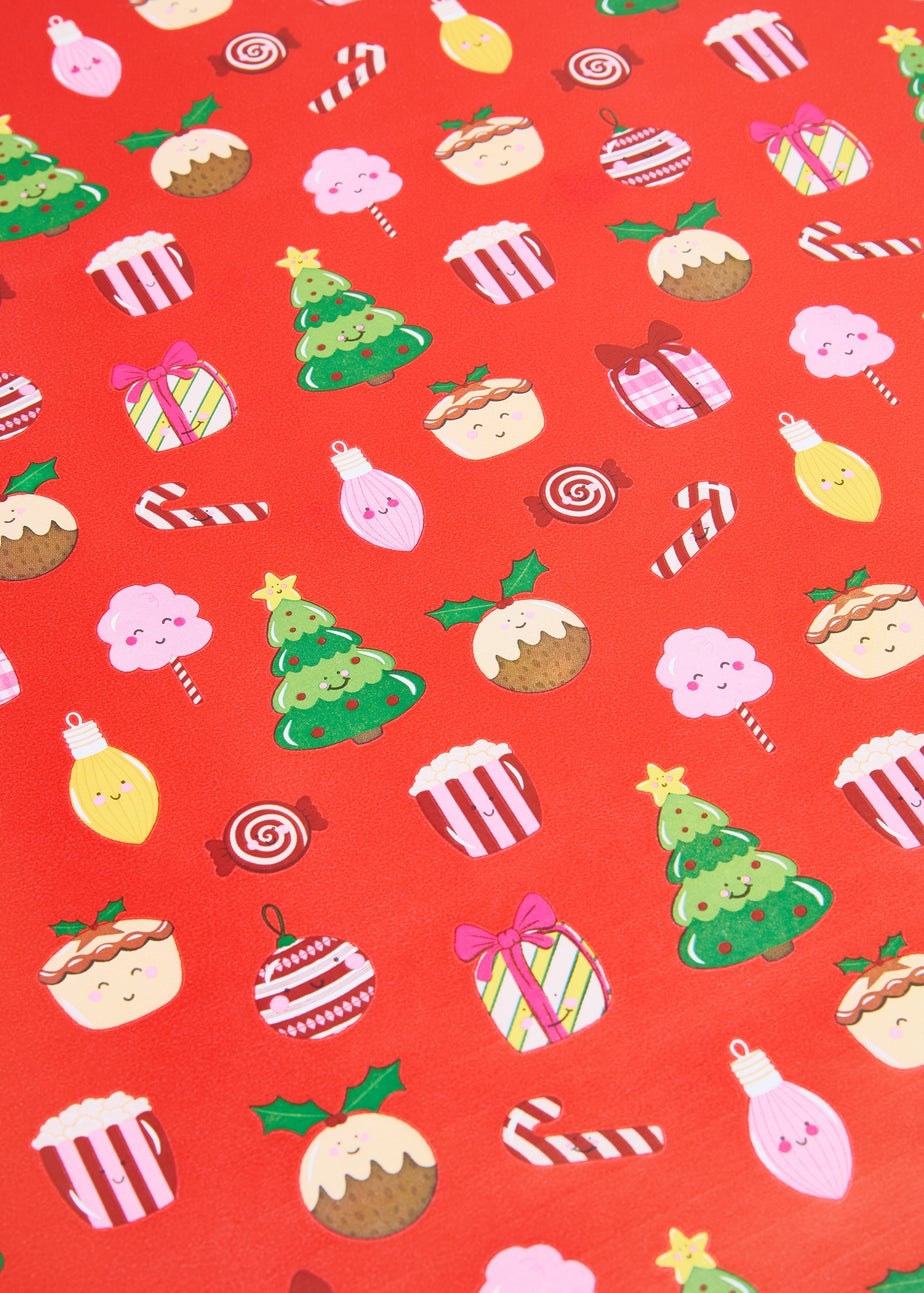 Red Christmas Icon Wrap Paper