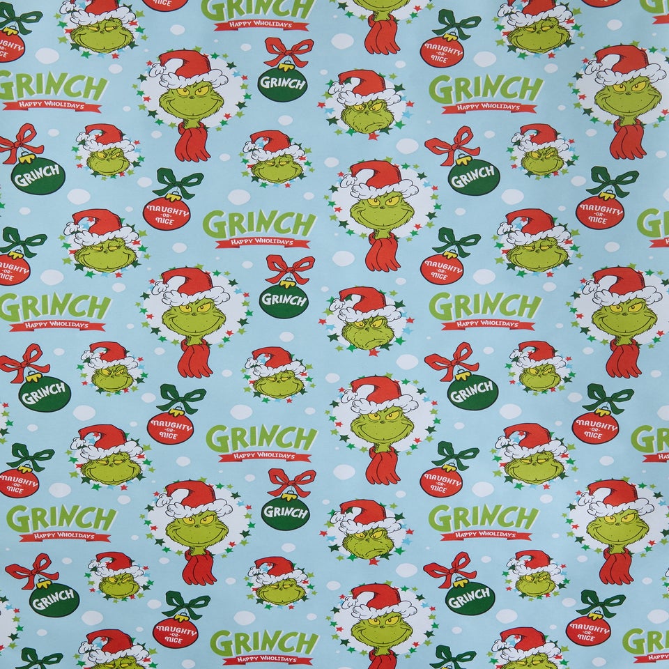 Blue Grinch Wrap Paper