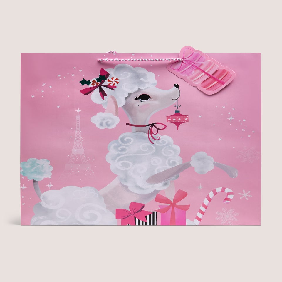 Pink Large Poodle Gift Bag