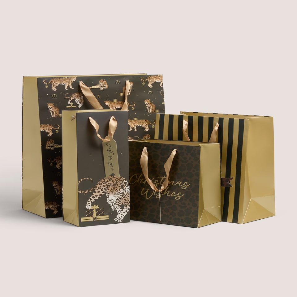 4 Pack Black Leopard Gift Bags