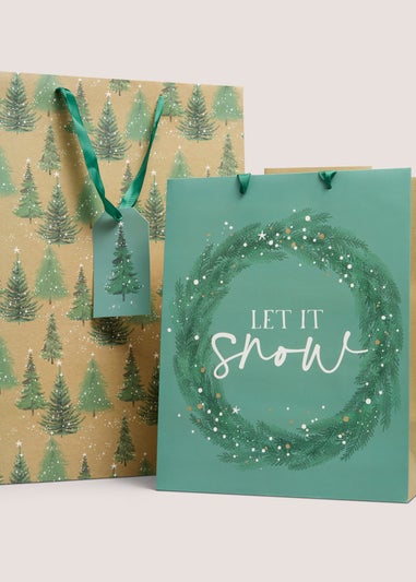 4 Pack Green Tree Gift Bags
