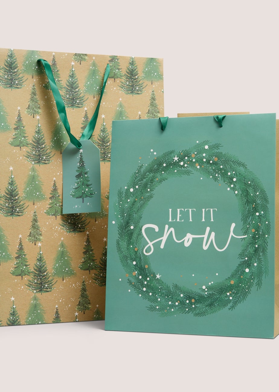 4 Pack Green Tree Gift Bags