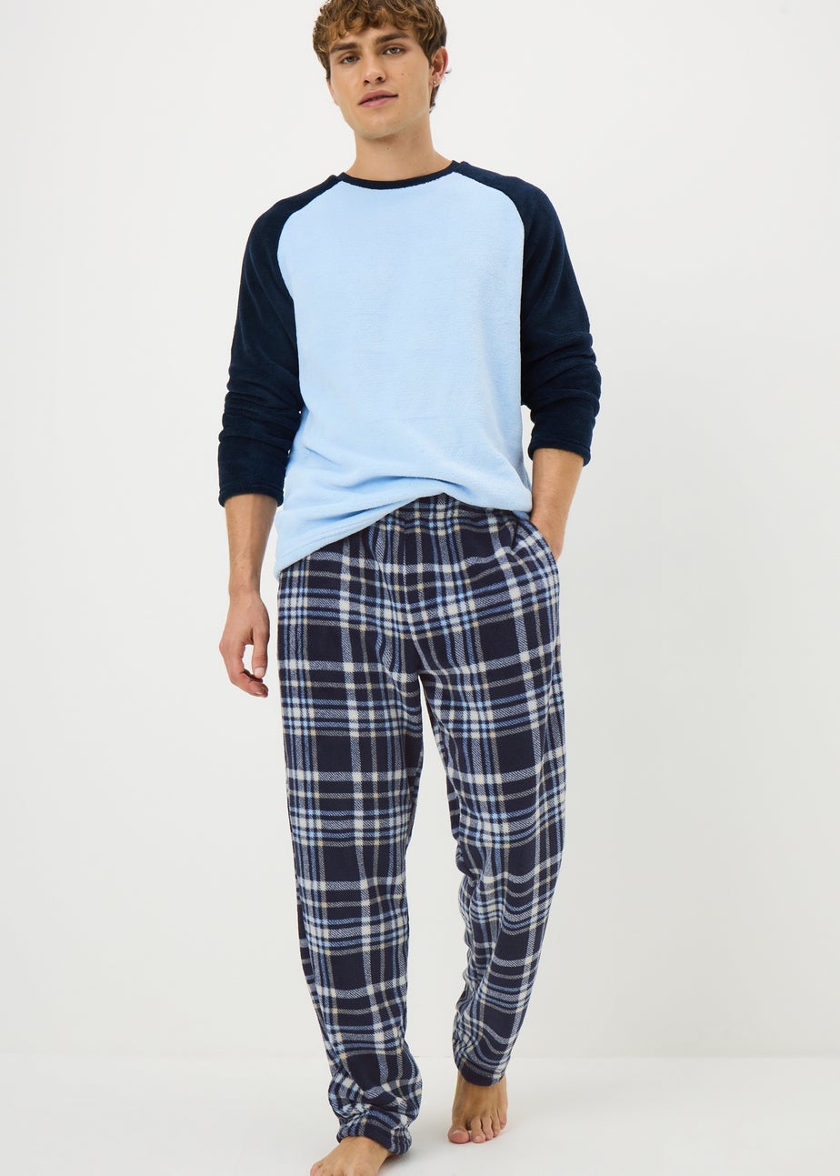Blue Fleece Raglan Pyjama Set
