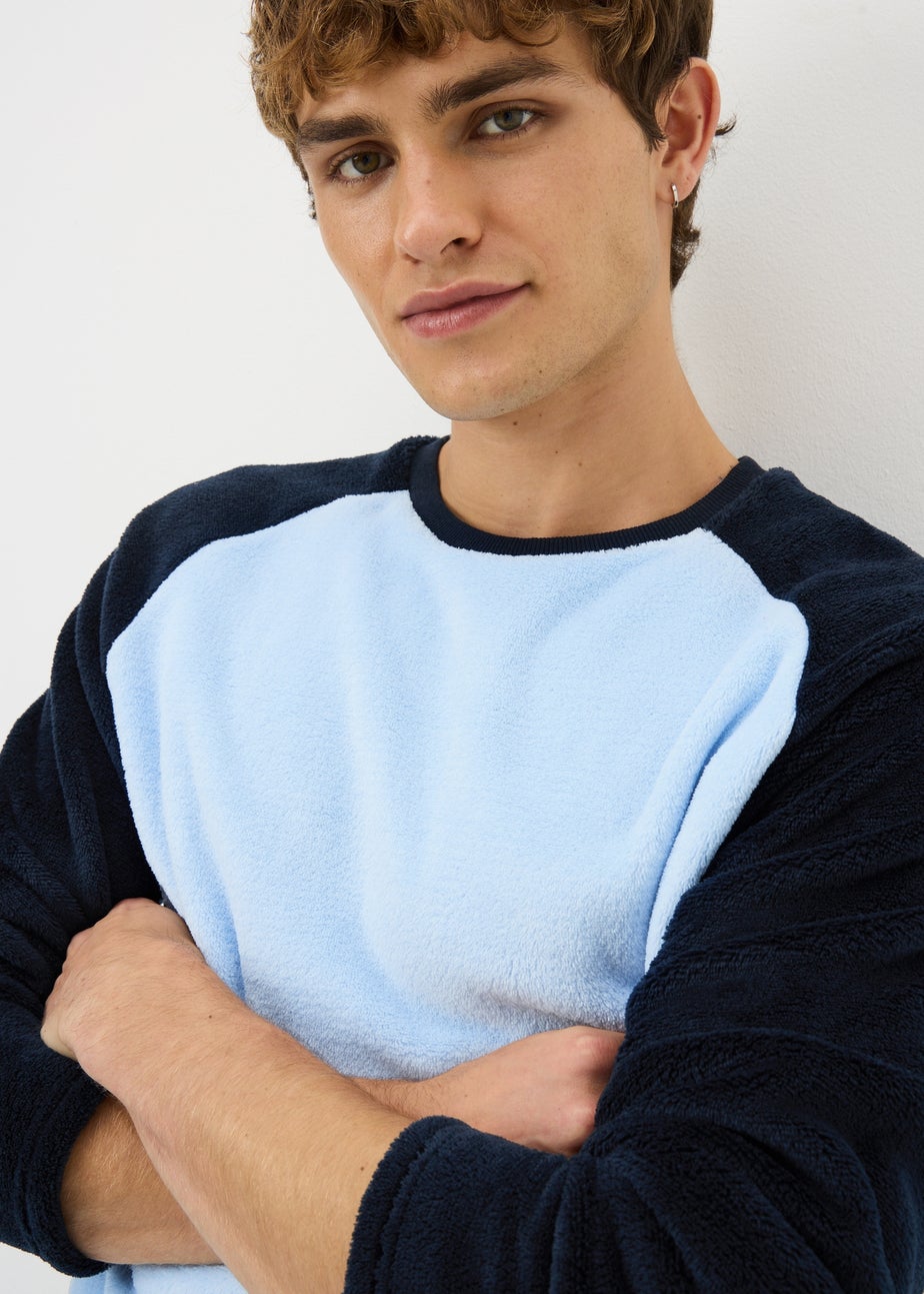 Blue Fleece Raglan Pyjama Set