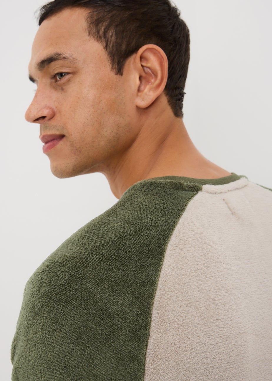 Khaki Fleece Raglan Pyjama Set