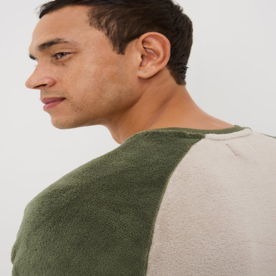 Khaki Fleece Raglan Pyjama Set