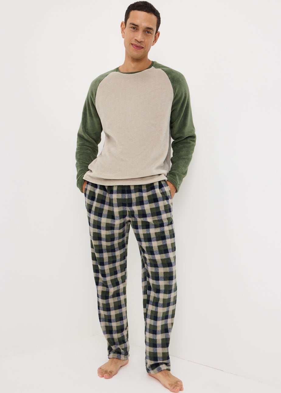 Khaki Fleece Raglan Pyjama Set