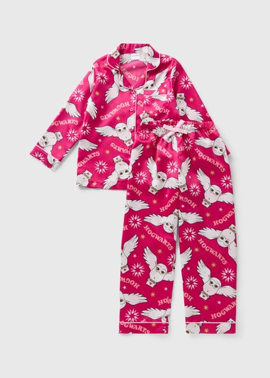 Girls Plum Satin Hedwig Pyjamas (4-13yrs)