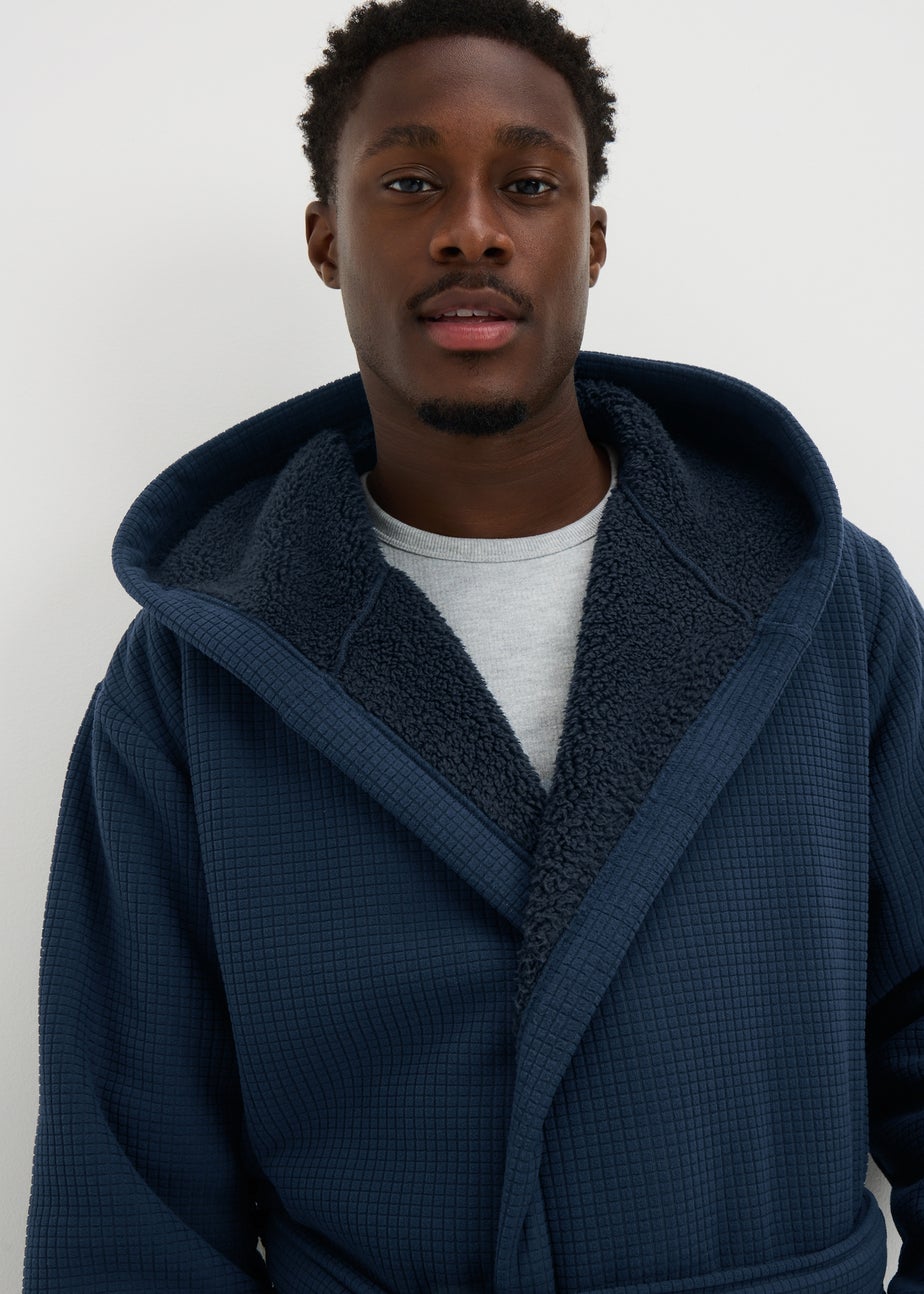 Blue Bonded Hooded  Dressing Gown