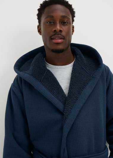 Blue Bonded Hooded  Dressing Gown