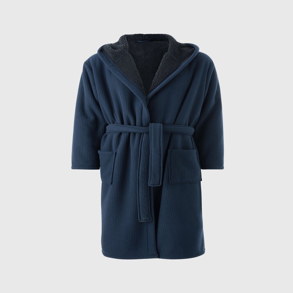 Blue Bonded Hooded  Dressing Gown