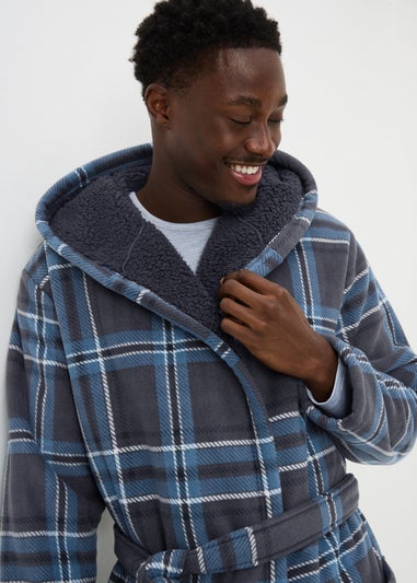 Grey Bonded Check Dressing Gown