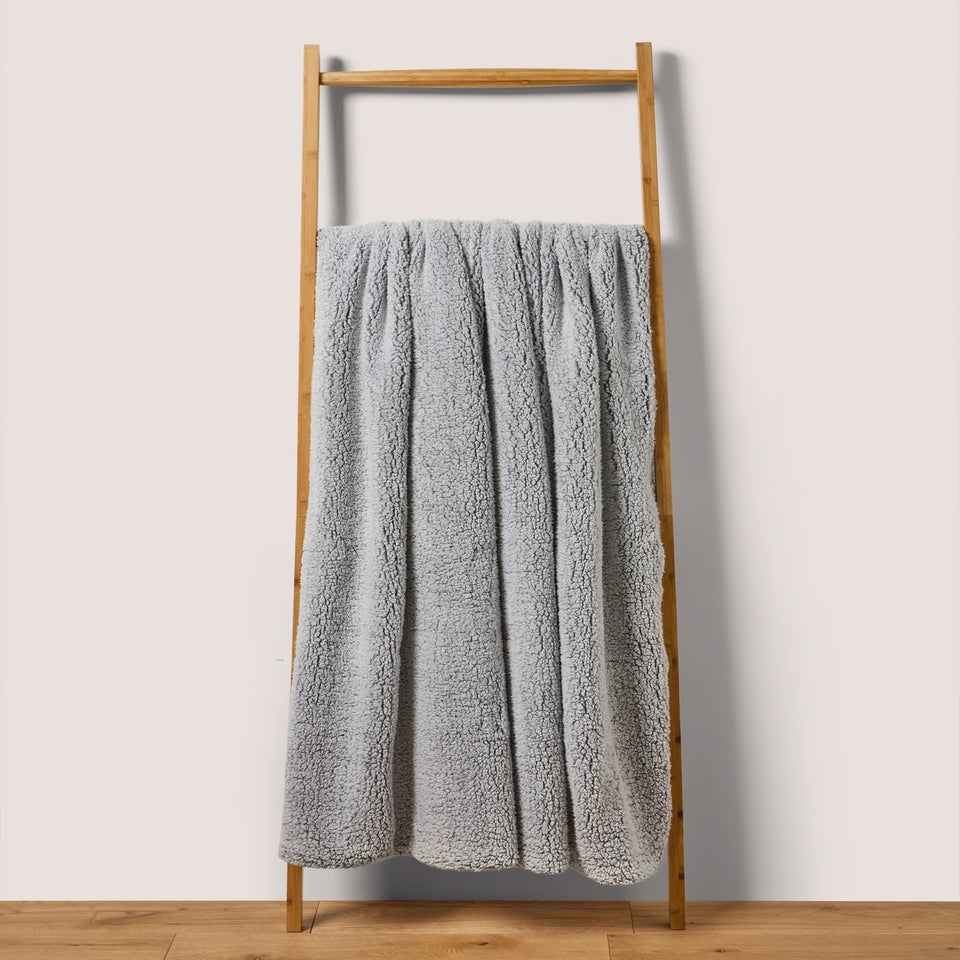 Grey Double Sided Sherpa Throw