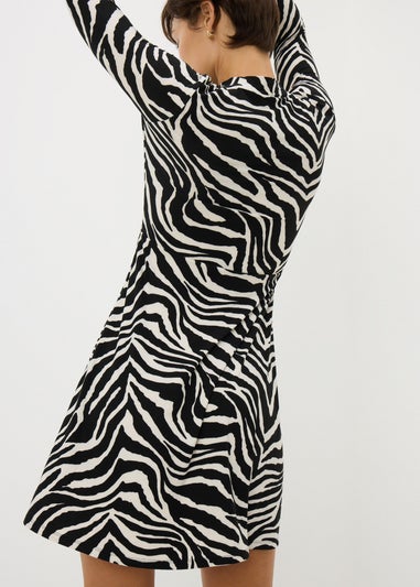 Black Mono Zebra Supersoft Mini Dress