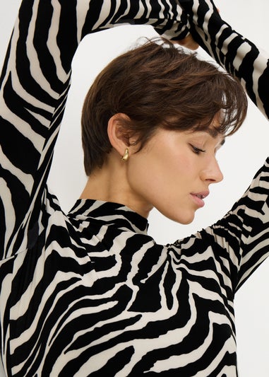 Black Mono Zebra Supersoft Mini Dress