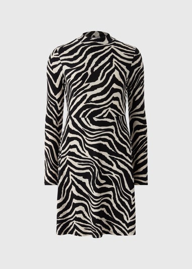 Black Mono Zebra Supersoft Mini Dress