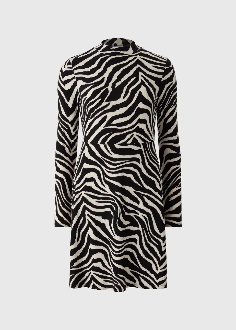 Black Mono Zebra Supersoft Mini Dress