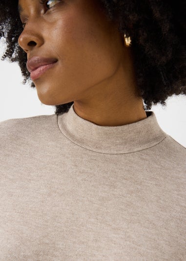 Taupe High Neck Cosy Mini Dress