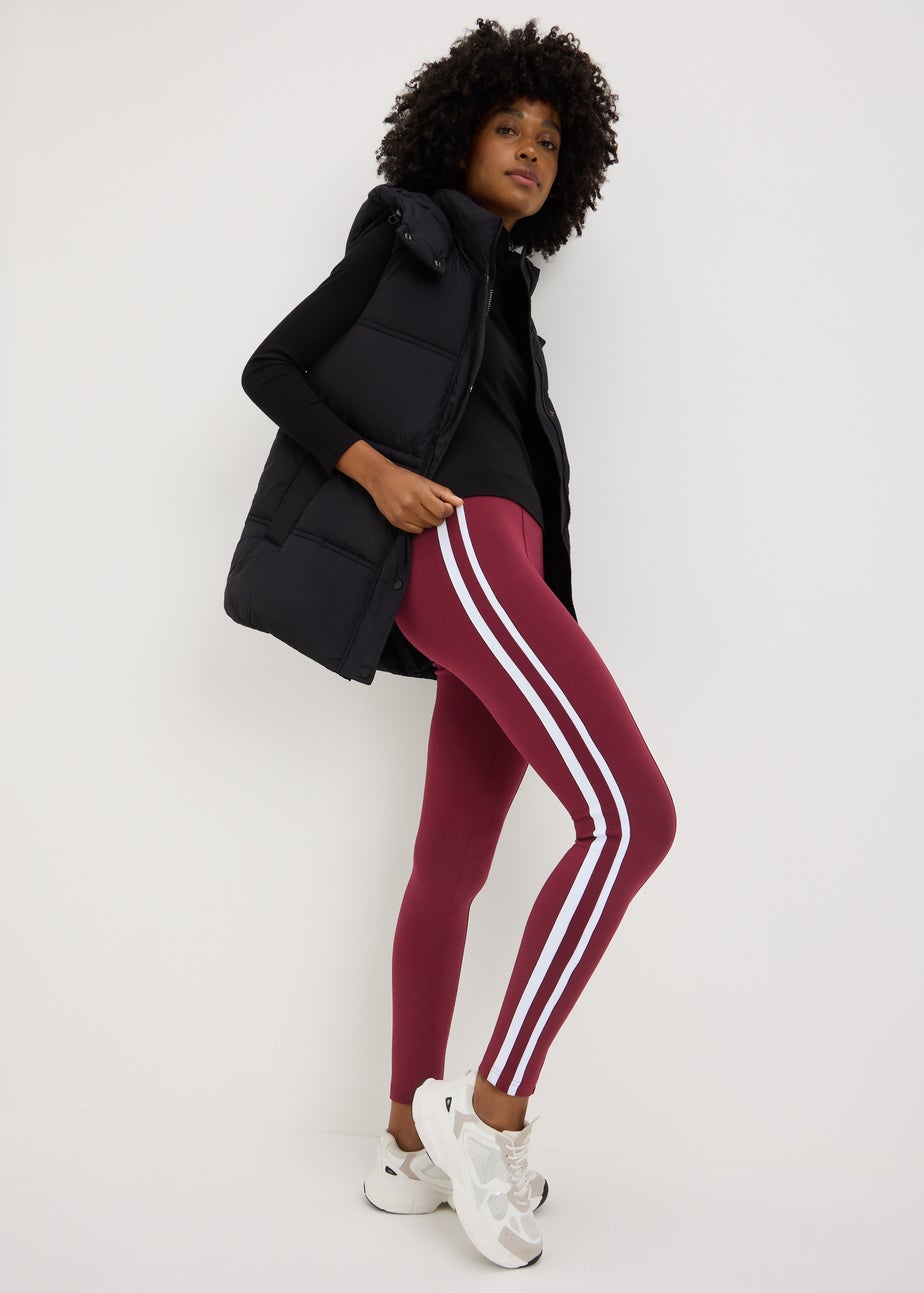 Burgundy Side Stripe Scuba Leggings