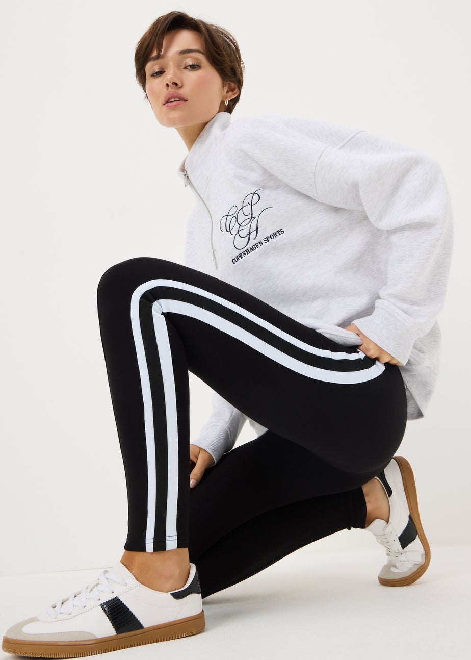 Black Side Stripe Scuba Leggings