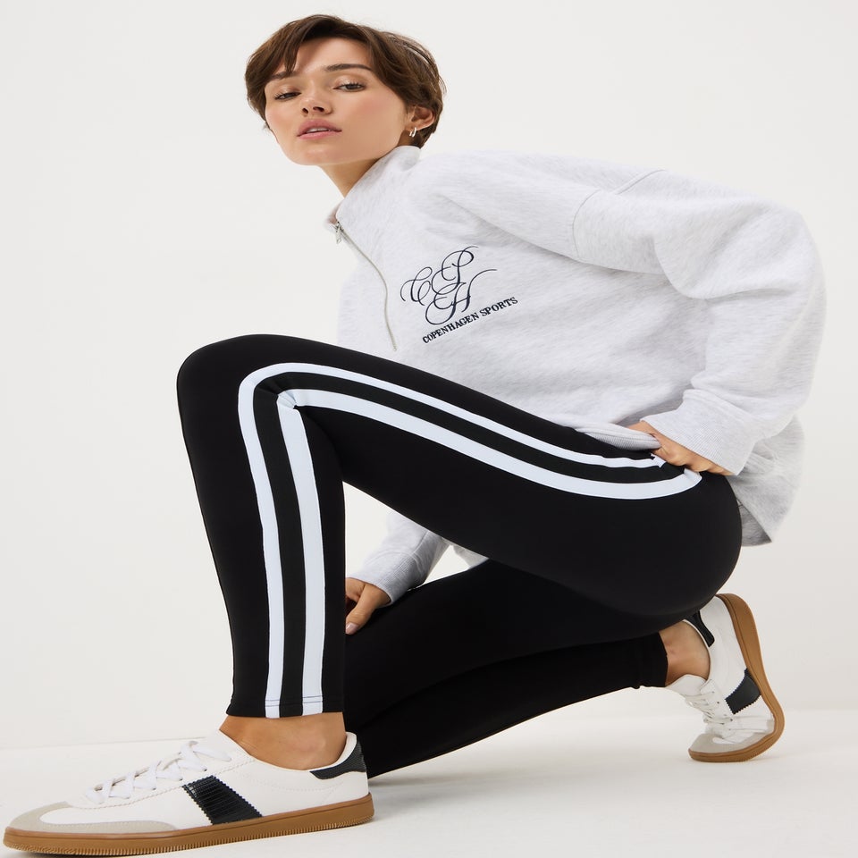 Black Side Stripe Scuba Leggings