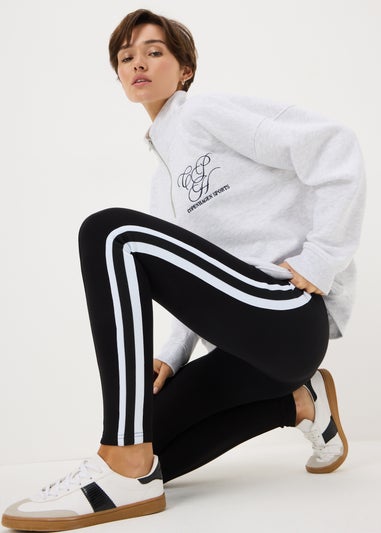 Black Side Stripe Scuba Leggings