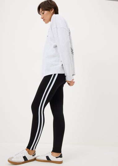 Black Side Stripe Scuba Leggings