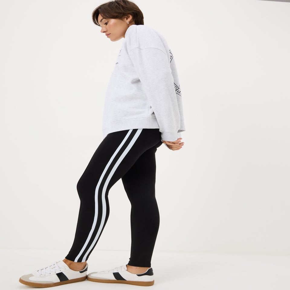 Black Side Stripe Scuba Leggings