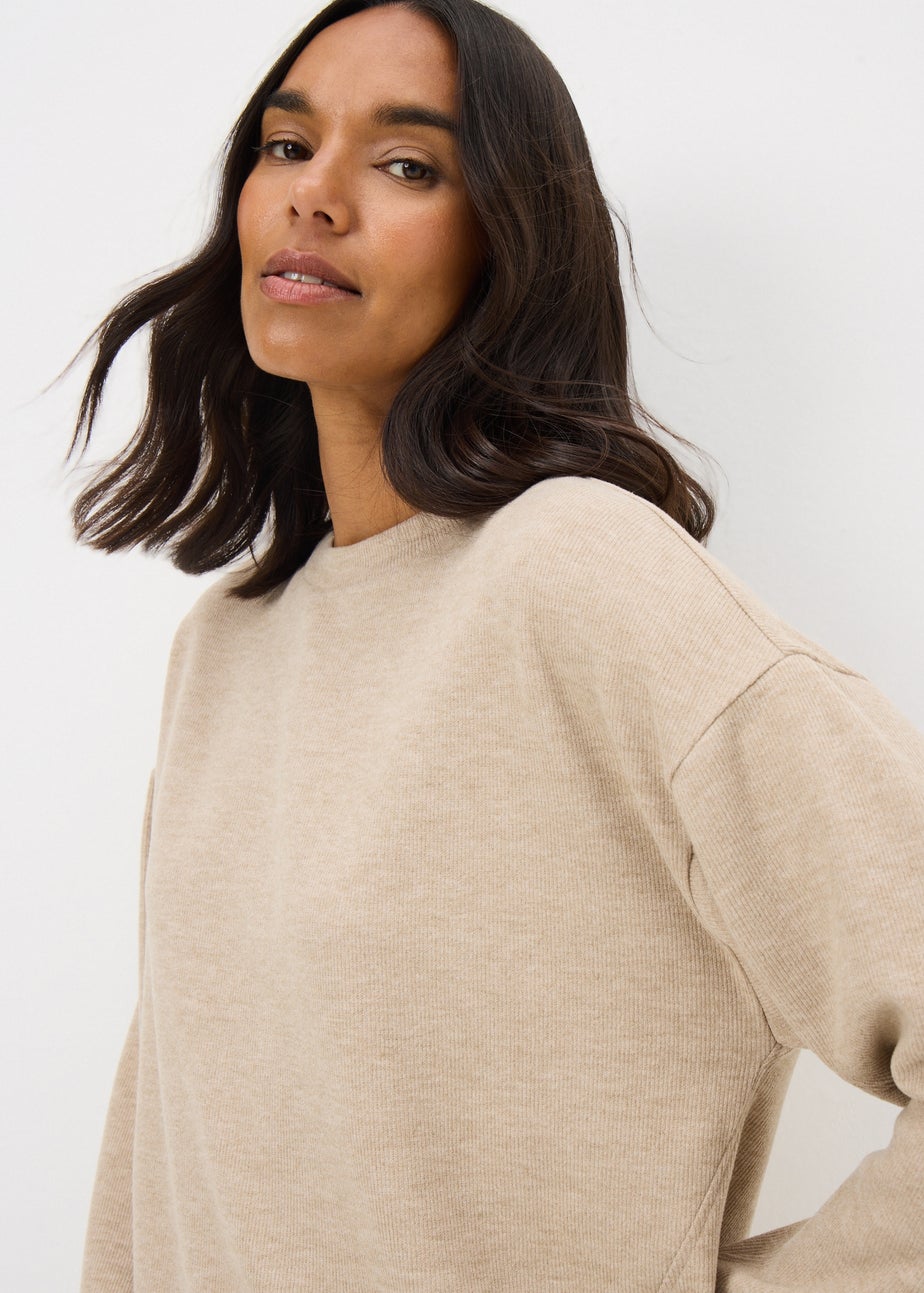 Beige Soft Touch Drop Shoulder Co Ord Top