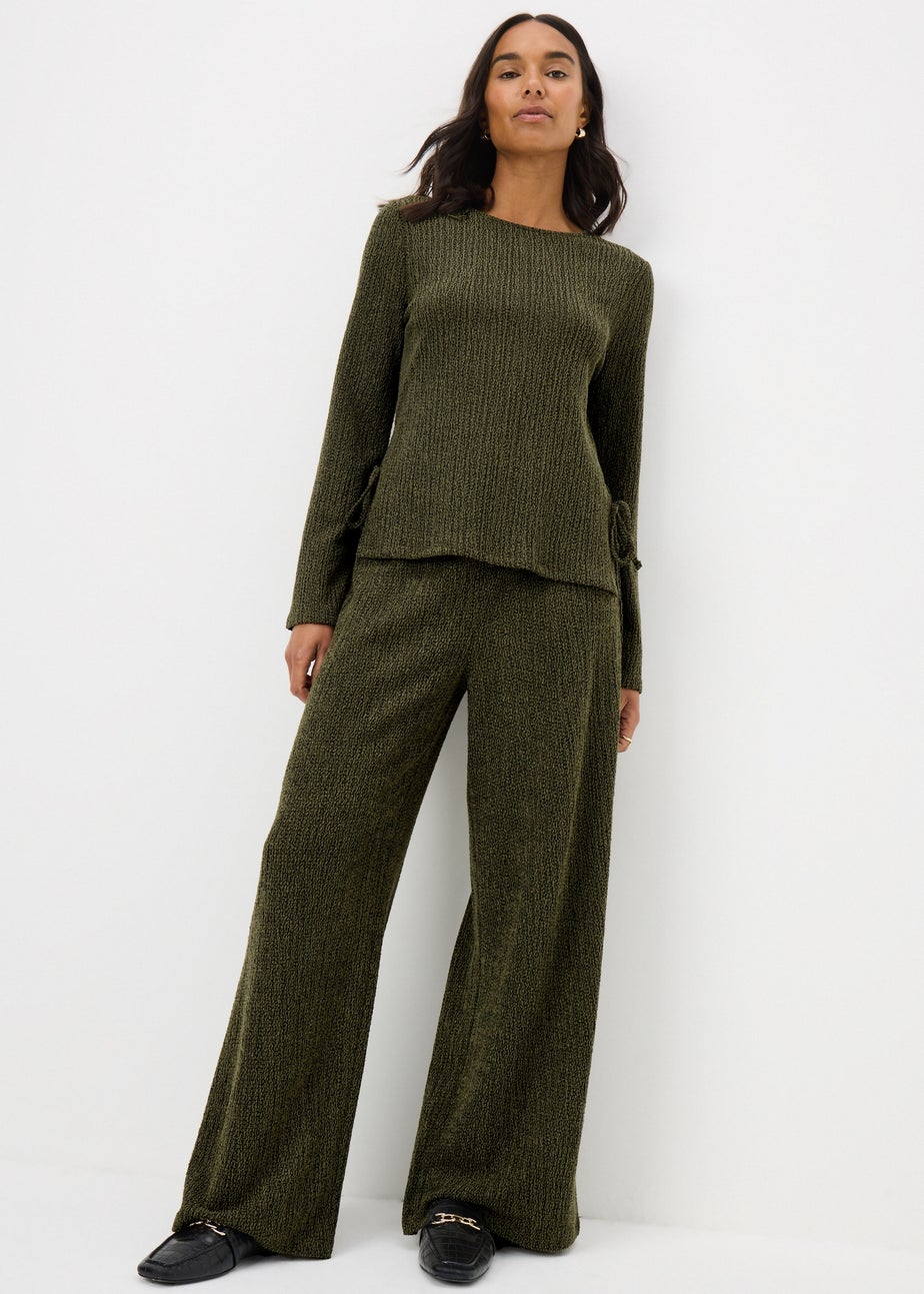 Khaki Long Sleeve Texture Top