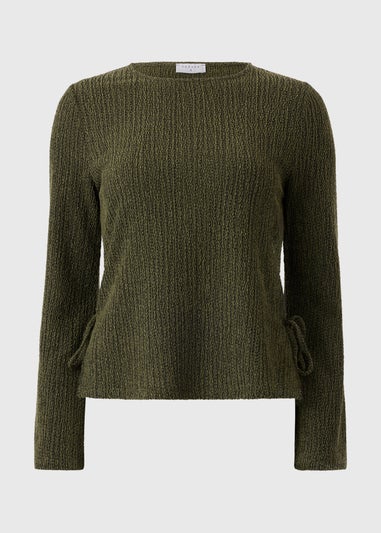 Khaki Long Sleeve Texture Top