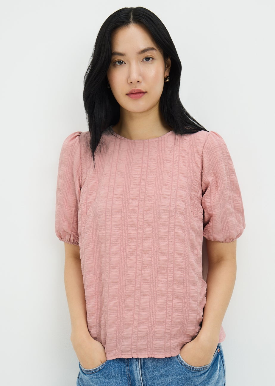Pink Seersucker Blouse