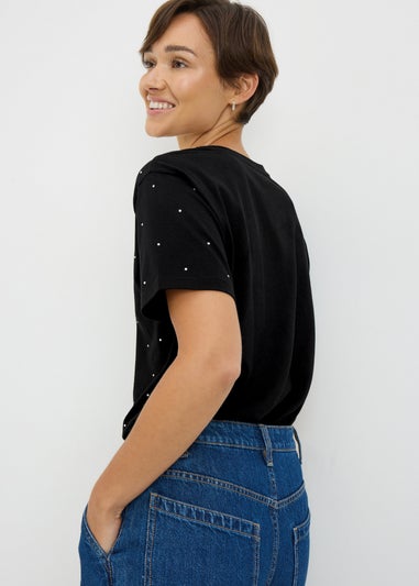 Black Embellished T-Shirt