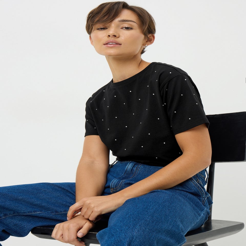Black Embellished T-Shirt