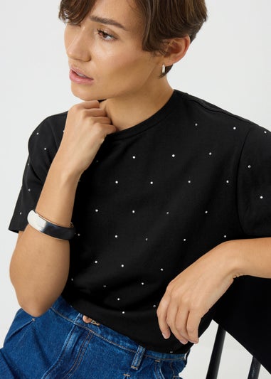 Black Embellished T-Shirt